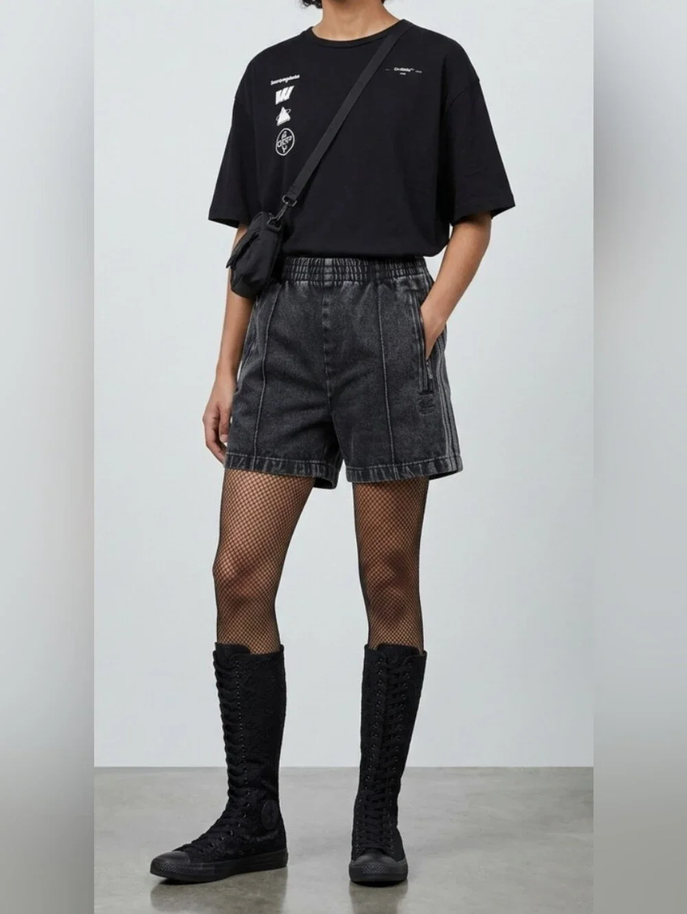 Lace-Up Black Over-the-Knee Fashion Boot